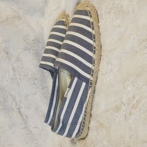 Soludos Espadrille Slip On Shoes Size 10 Blue White Nautical Beach